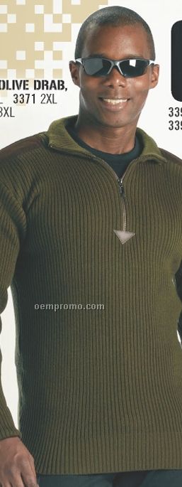 Black 1/4-zip Military Commando Sweater