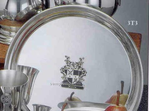 Bright Sheffield Holloware Pewter Tray With Logo - 10 1/2"