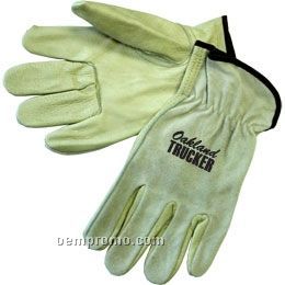 Grain Cowhide Driver Gloves W/ Smoke Gray Split Leather Back (S-xl)
