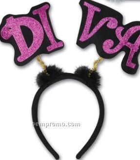 Glittered Diva Boppers Headband W/Marabou
