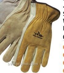Grain Cowhide Driver Gloves W /Bourbon Brown Split Leather Back (S-xl)