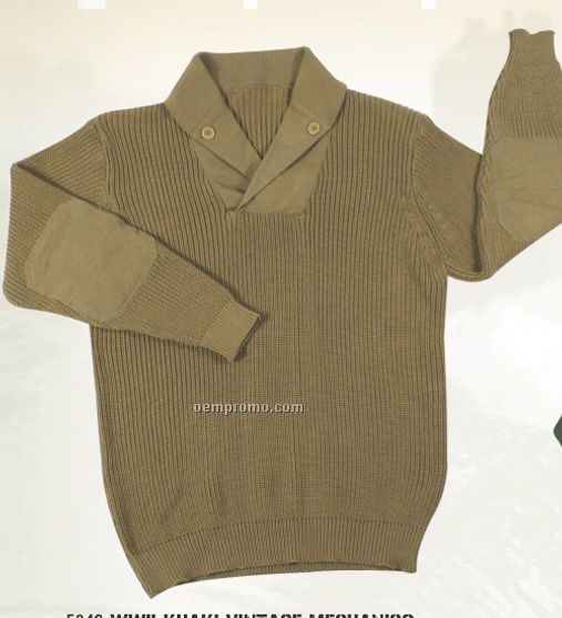 Wwii Khaki Beige Vintage Military Mechanics Sweater