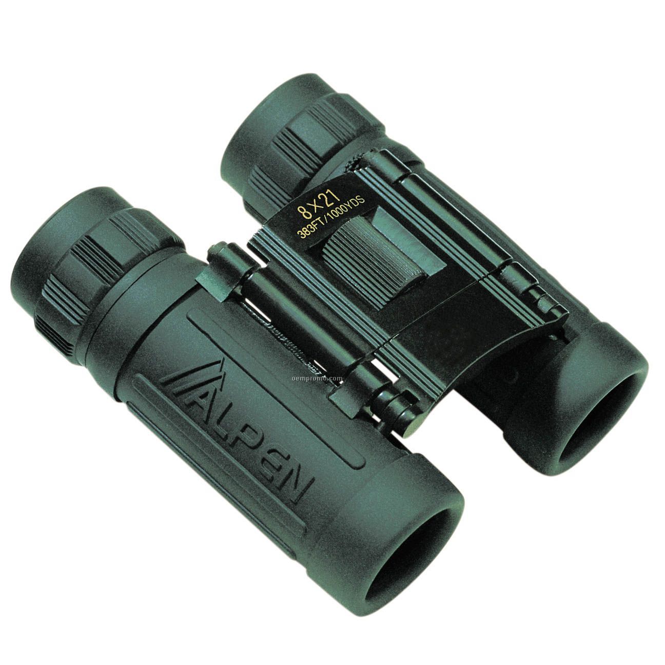 Alpen 8x21 Green Rubber Armored Compact Sport Binoculars