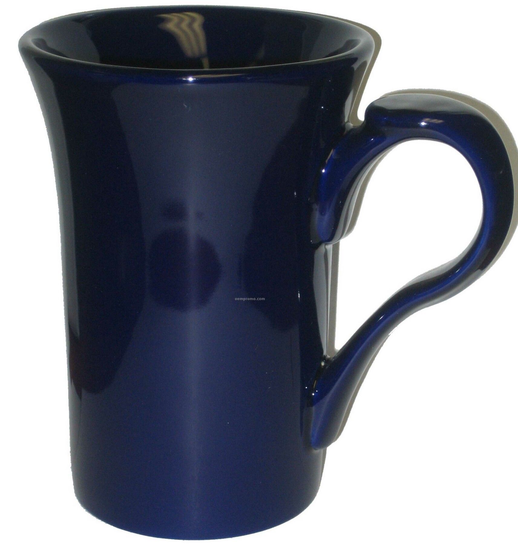 15 Oz. Cobalt Blue Stow Funnel Latte Mug With Thumbprint Handle