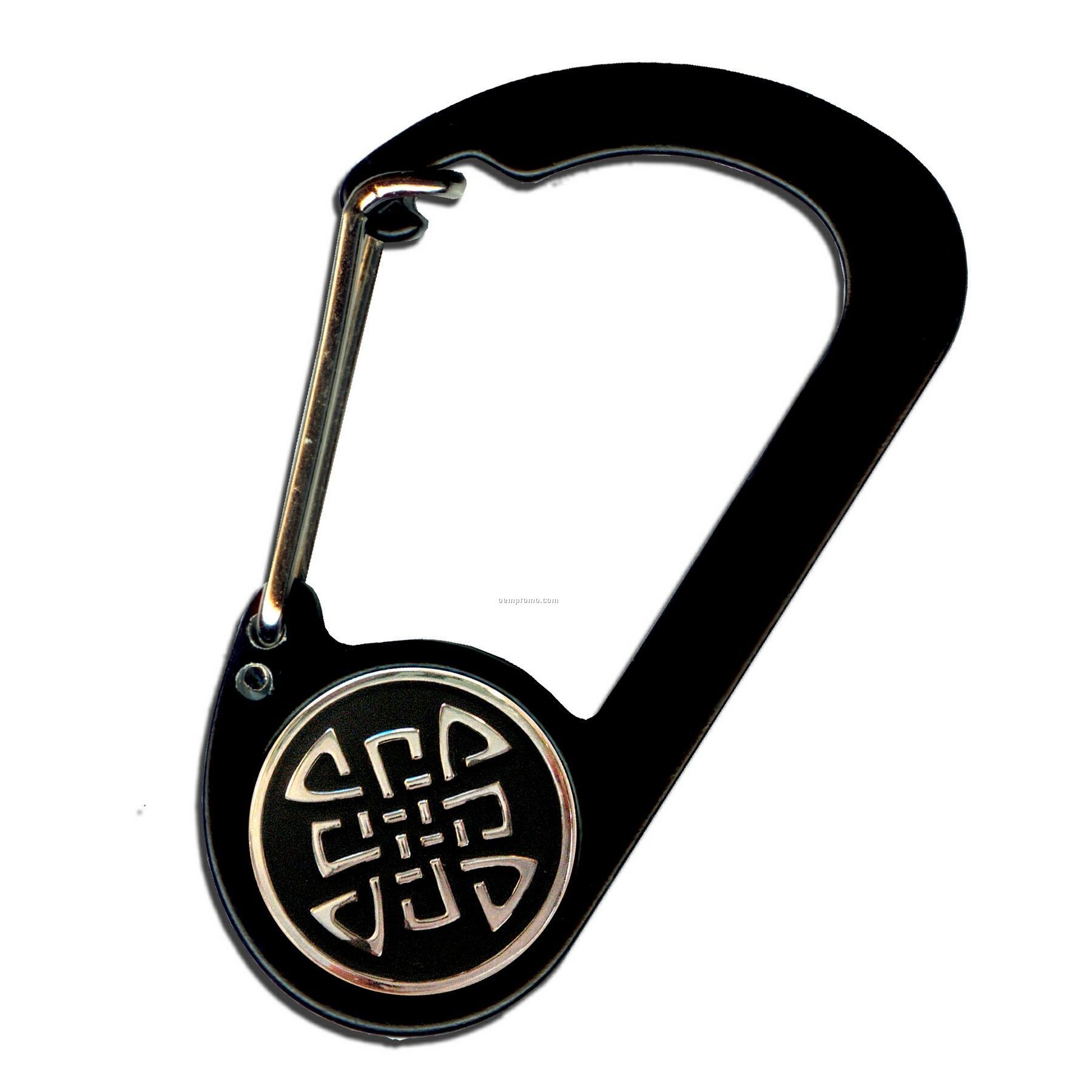 Button D Carabiner With Eternity Cross Symbol