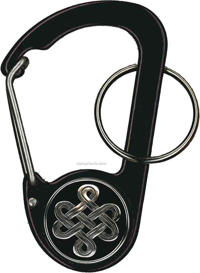 Button D Carabiner With Endless Knot Symbol