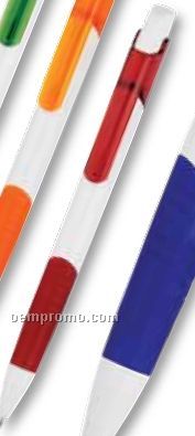 White Plastic Pen W/ Translucent Colored Clip