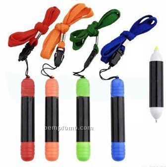 ABS Plastic Ballpoint Pen W/Highlighter & Lanyard