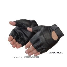 Fingerless Black Grain Goatskin Gloves (Large)