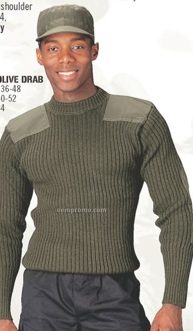 Olive Green Drab Government Type Wool Military Commando Sweater
