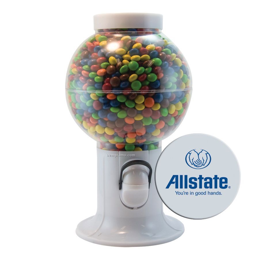 White Gumball Machine Filled With Chocolate Littles