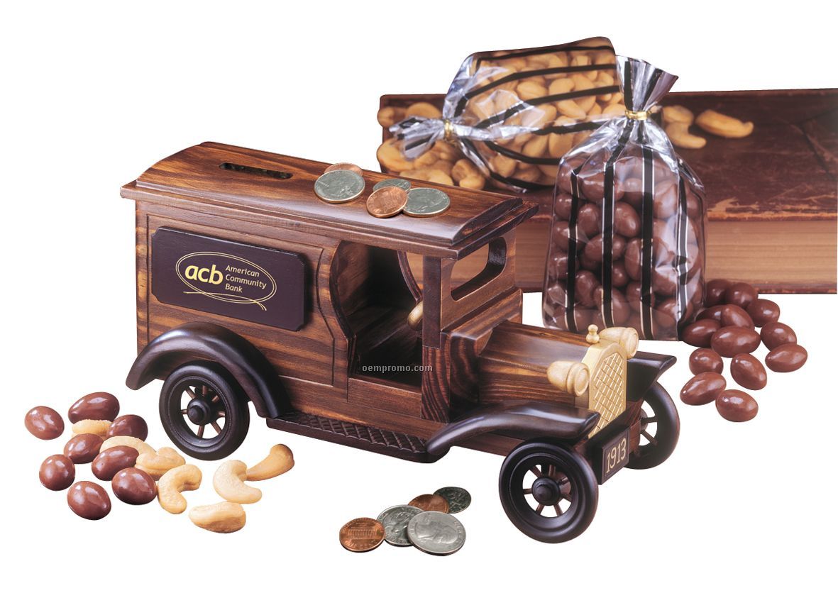 1913 Armored Car Bank W/ Milk Chocolate Almonds & Extra Fancy Jumbo Cashews