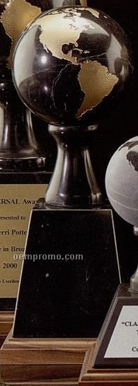 4" Black Marble Grand World Globe Award On Base