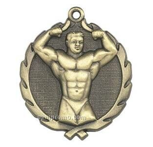 Medal," Bodybuilding Male" - 1-3/4" Wreath Edging