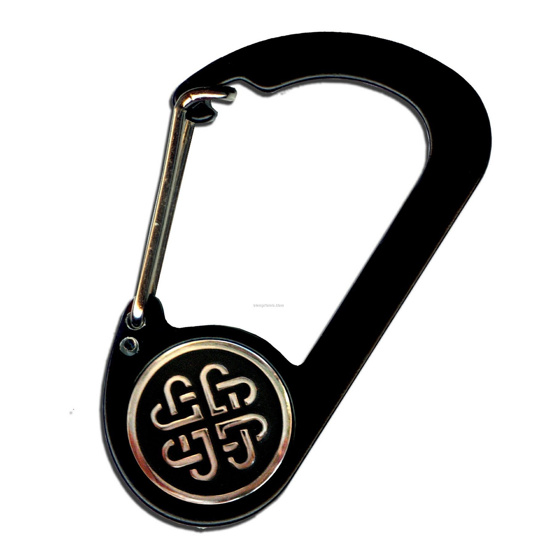 Button D Carabiner With Love Knot Symbol