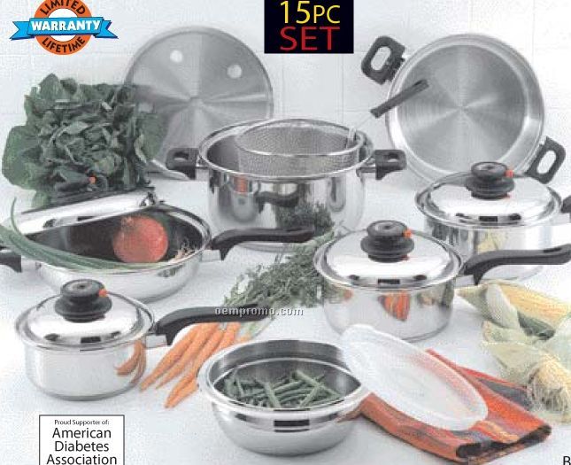 Chef's Secret 15 PC 9-element 304 Stainless Steel Cookware Set