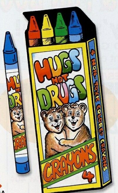 4 Crayons In Stock Hugs Not Drugs Box