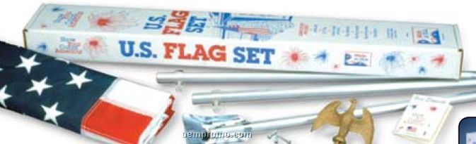 Endura Nylon U.s. Outdoor Flag Set With 3 PC Steel Pole (Economy)