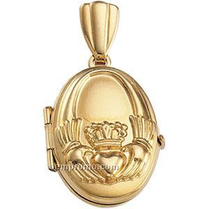 14ky 16-1/2x12 Ladies' Oval Locket Pendant (Claddagh)