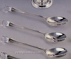 4 Piece Silver Plated Spoons W/ Austrian Crystal Accent
