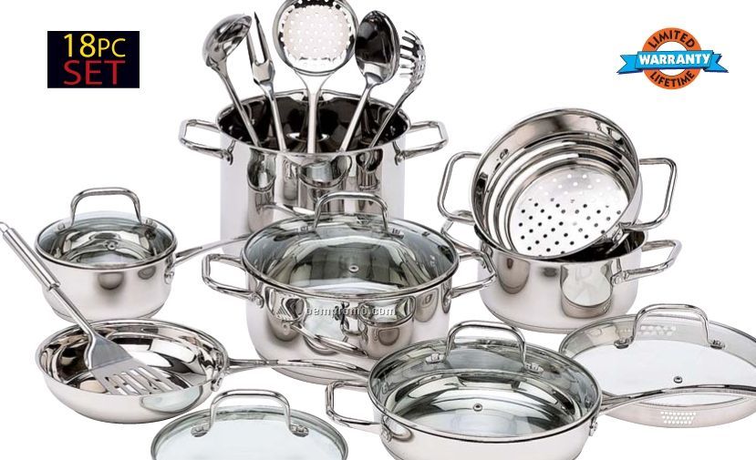 Chef's Secret 18pc Stainless Steel Cookware And Utensil Set