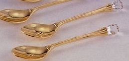 4 Piece Gold Plated Spoon Set W/ Austrian Crystal Accent