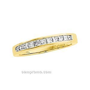 Ladies' 14ky 1/2 Ct Tw Square Princess Anniversary Band Ring (Size 5-8)