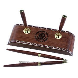 7-7/8"X2-3/4"X1" Double Pen Wooden Stand