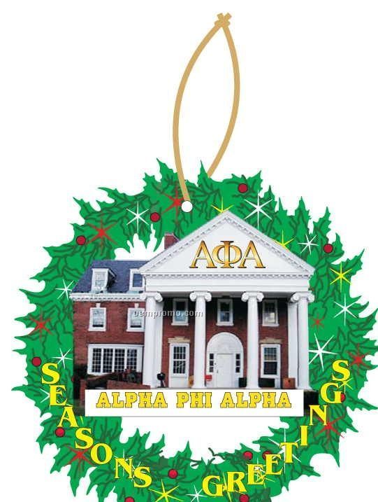 Alpha Phi Alpha Fraternity House Wreath Ornament / Mirror Back (4 Sq. Inch)