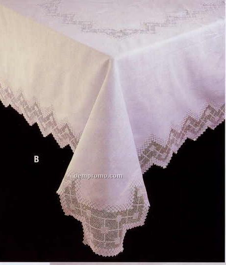Handmade Linen 72"X126" Tablecloth & 12 Napkins With Milano Mosaic