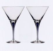 Intermezzo Blue Crystal 2-piece Martini Glass Stemware Set W/ Blue Drop
