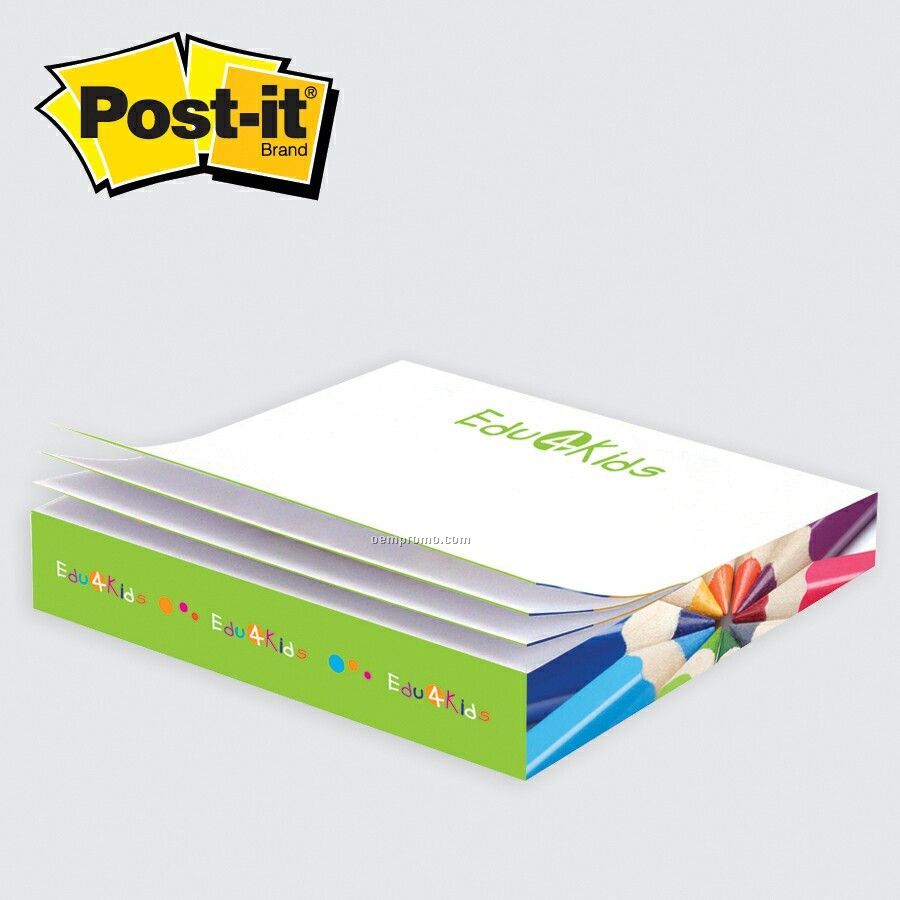 Post-it(R) Notes Slim Cube (3-3/8"X3-3/8"X1/2") 4 Color/4 Designs
