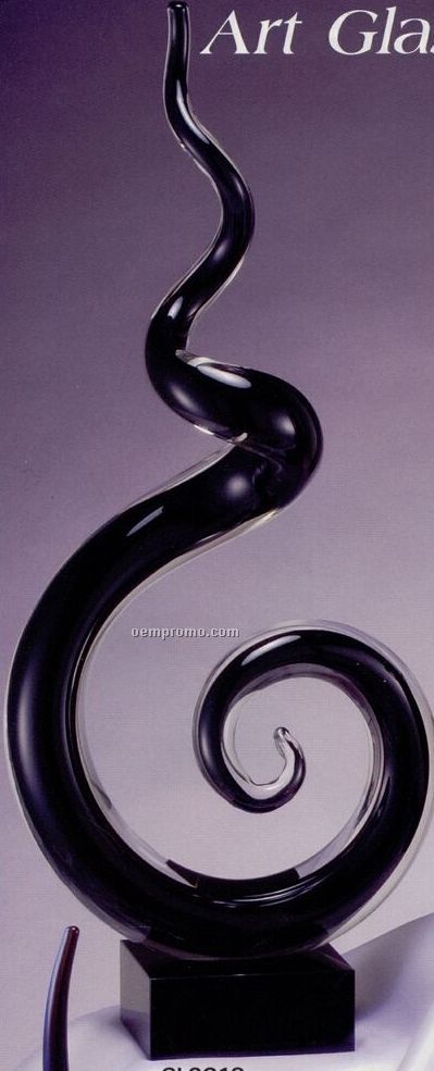 Art Glass Sculpture - 19" Brown Squiggle