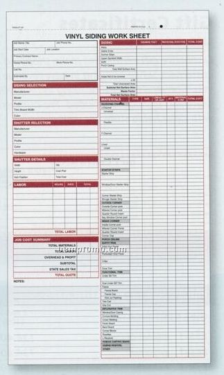 Vinyl Siding Estimate Sheets