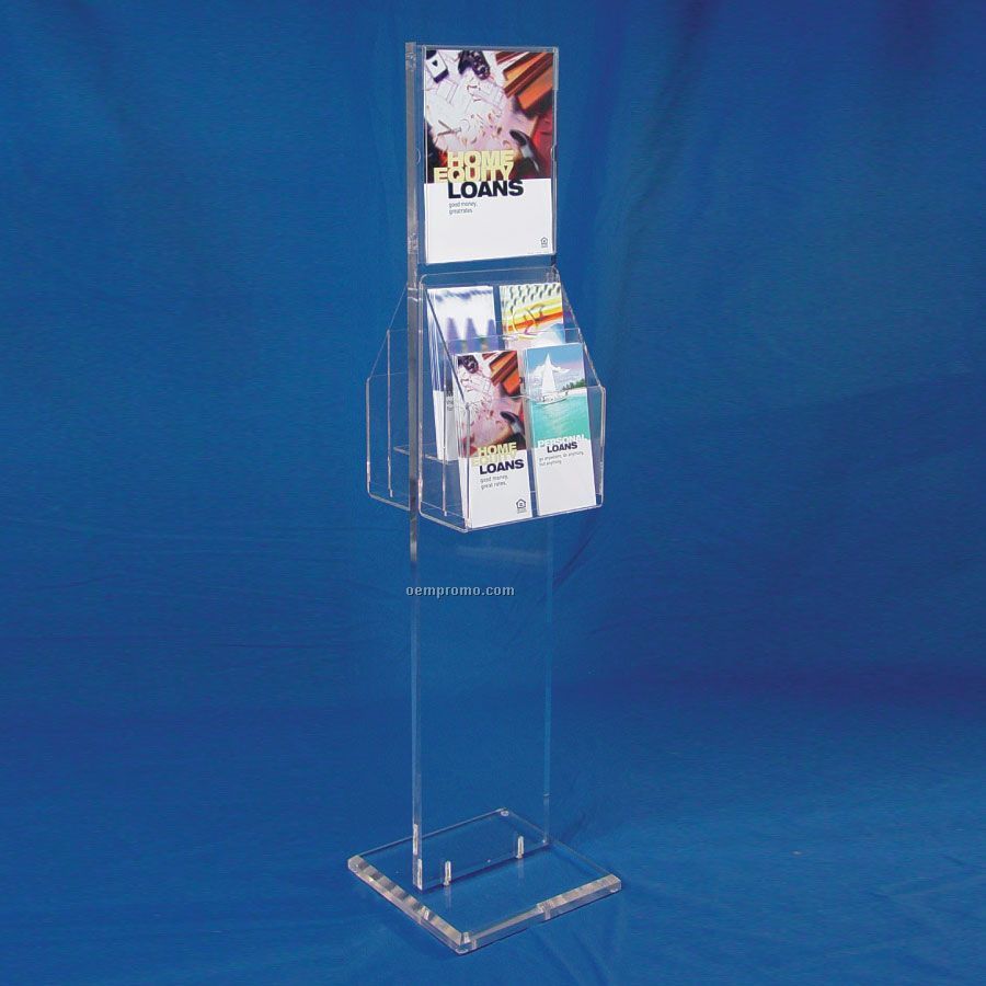 2-sided Clear Acrylic Display Stand W/Sign Holder