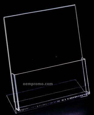 Acrylic Sign Holder W/ 4"X4"X1-1/2" Literature Pocket