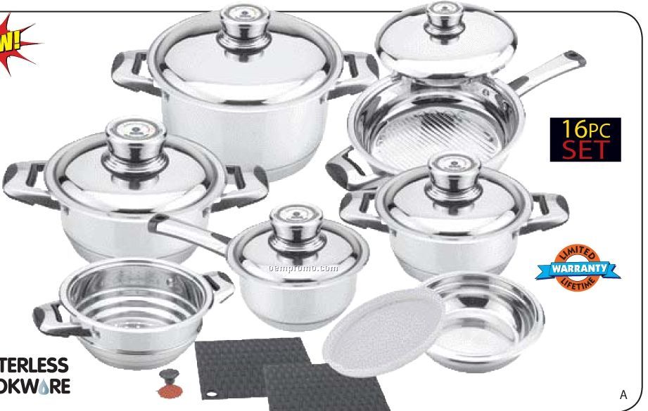 Chef's Secret 16pc 7-ply Surgical Stainless Steel Cookware Set