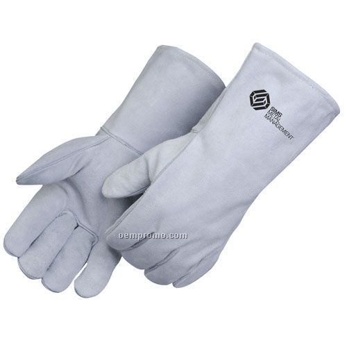 Gray Leather Welder Gloves With Kelvar Sewn (Large)