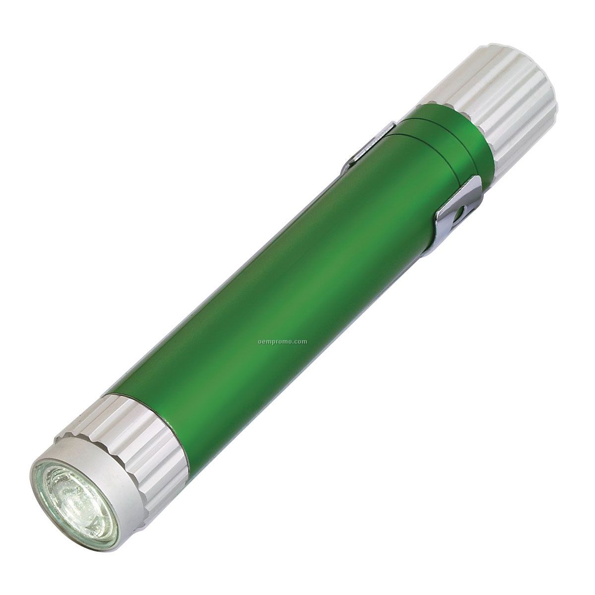 Aluminum Flashlight W/ Clip - Green
