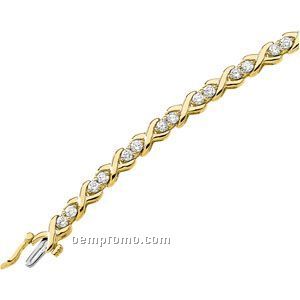 Ladies' 14ky/Rhodium Plated 8-1/3 Ct Tw Diamond Sq. Princess Bracelet