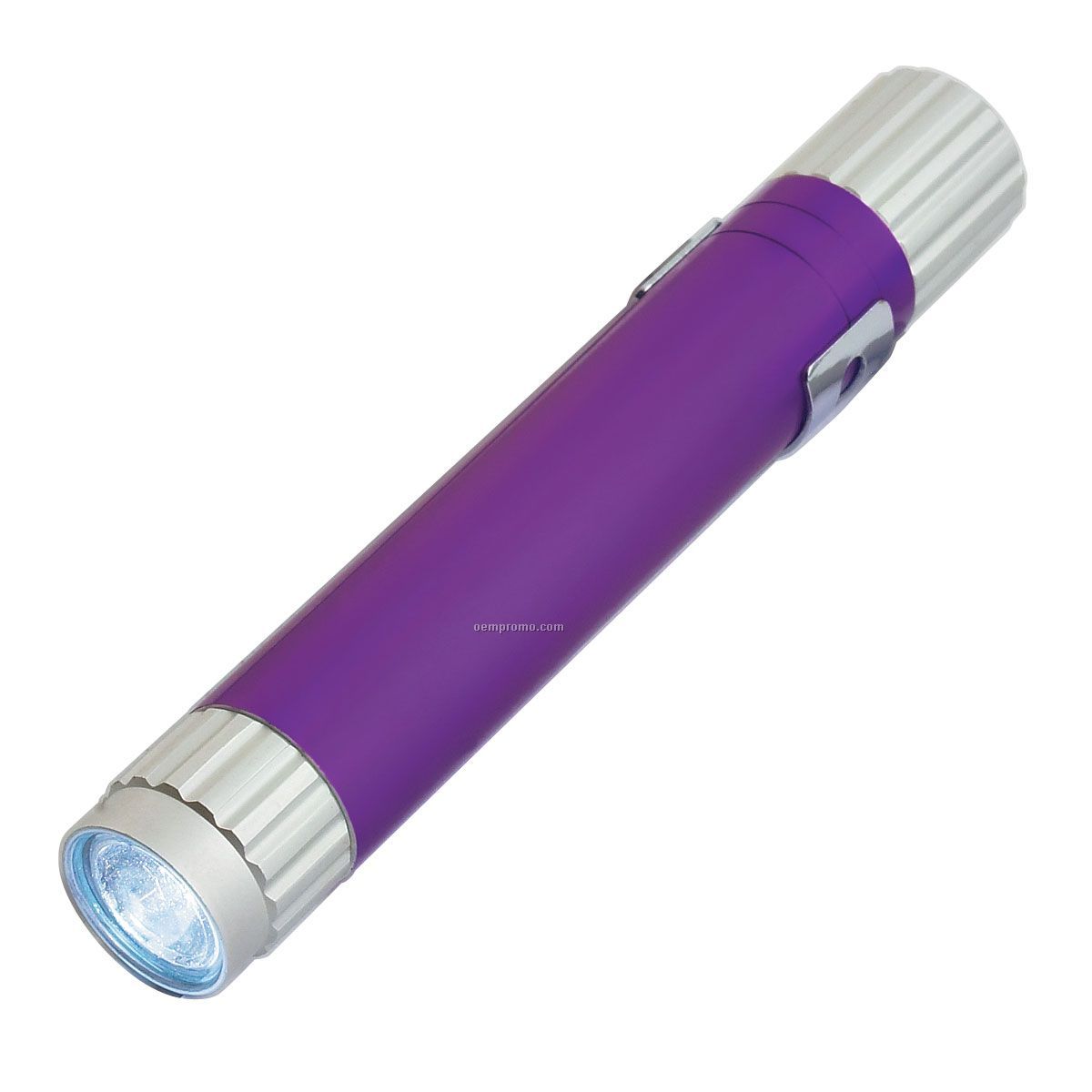 Aluminum Flashlight W/ Clip - Purple