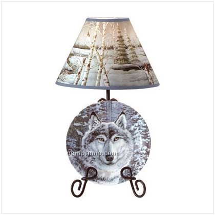 Wolf In A Snowy Forest Lamp