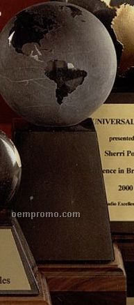 4" Black/ Gold Marble World Globe Award On Base