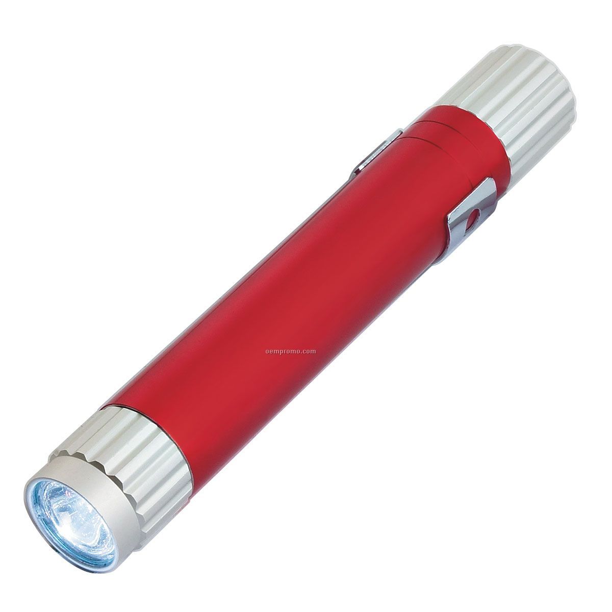 Aluminum Flashlight W/ Clip - Red