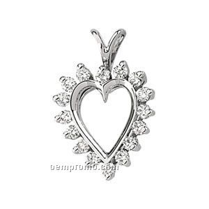Ladies' 14kw 1/2 Ct Tw Diamond Round Heart Pendant