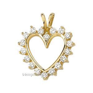 Ladies' 14ky 9/10 Ct Tw Diamond Round Heart Pendant