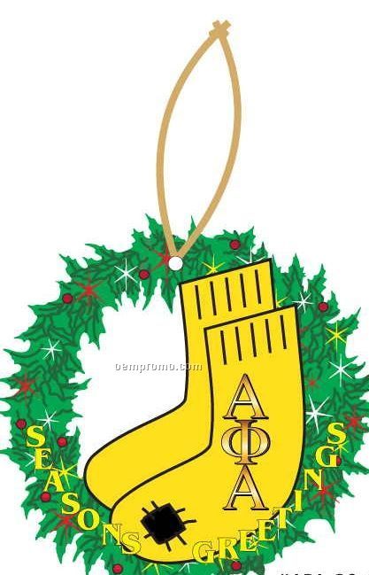 Alpha Phi Alpha Fraternity Socks Wreath Ornament / Mirror Back(12 Sq. Inch)