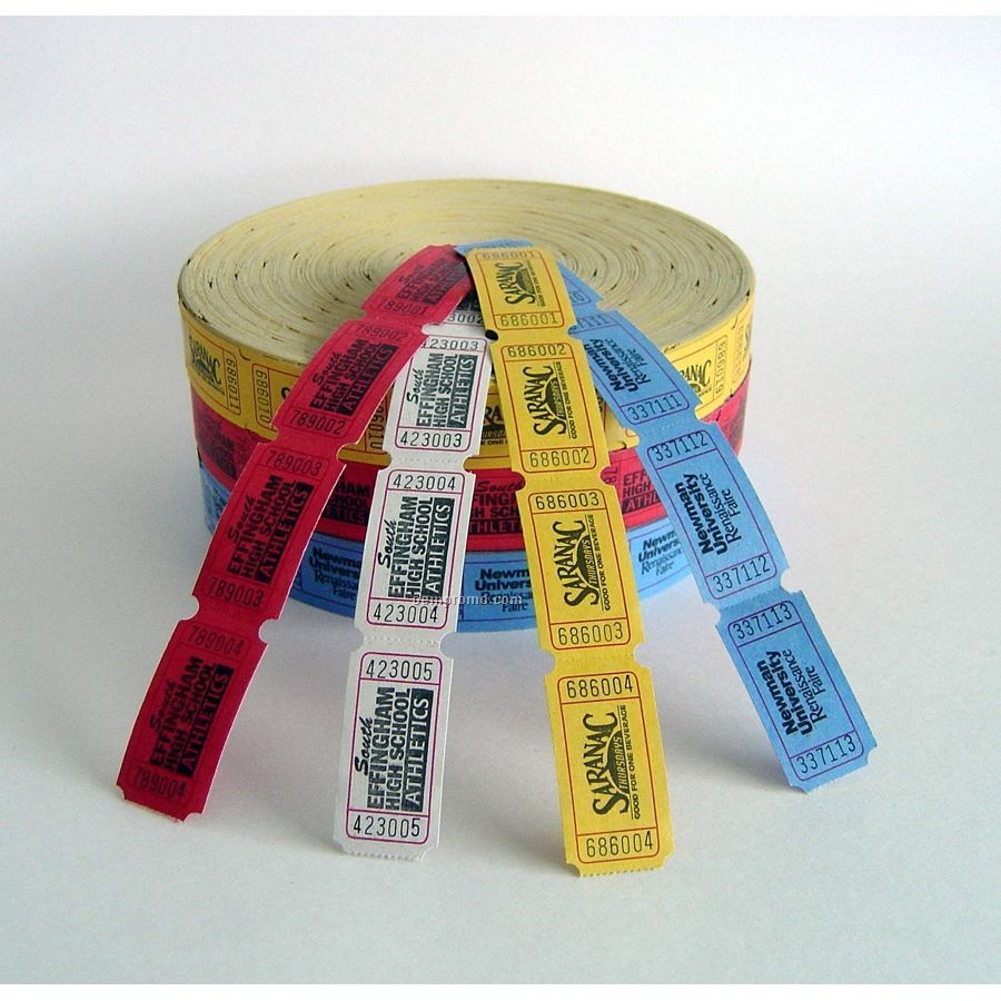 1"X2" Roll Tickets - Single / Front Imprint & Blank Back