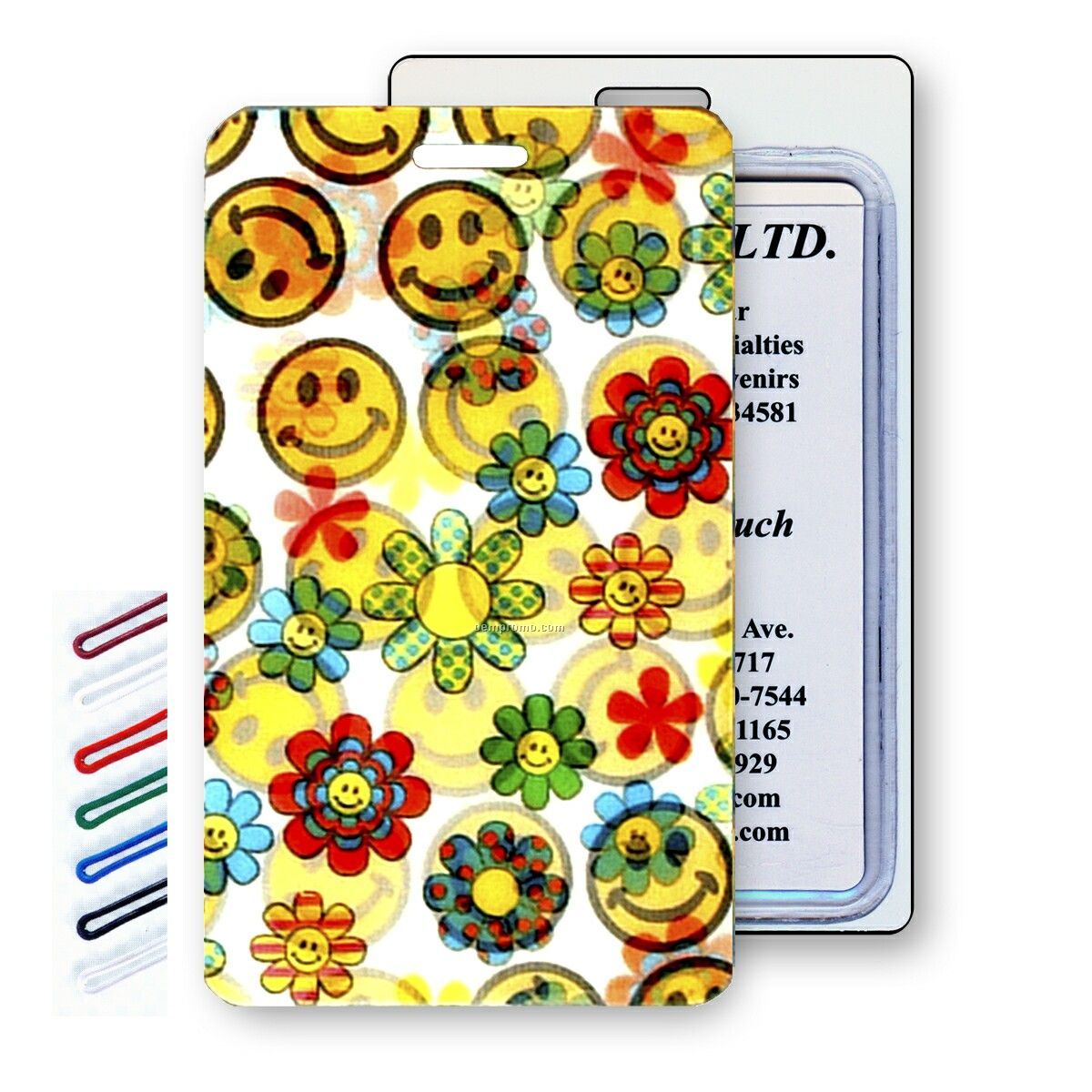 Lenticular Luggage Tags (Stock) Flip Smiley Faces & Flowers