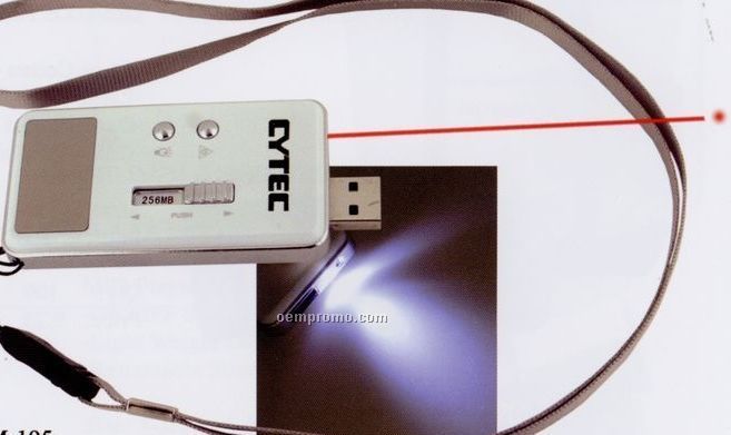 USB Flash Drive With Lanyard & Laser Pointer - 128 Mb